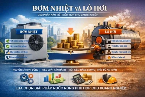 So sánh bơm nhiệt và lò hơi – Giải pháp tiết kiệm cho doanh nghiệp