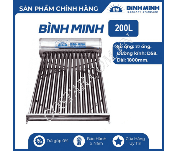 Máy Nước Nóng Năng Lượng Bình Minh PPR 200L