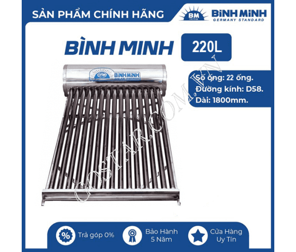 Máy nước nóng năng lượng PPR Bình Minh 220L