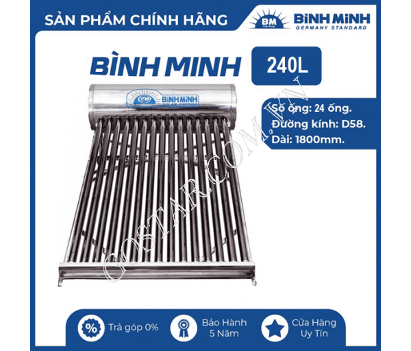 Máy nước nóng năng lượng PPR Bình Minh 240L