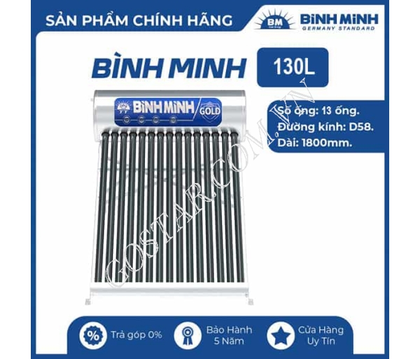 Máy nước nóng năng lượng mặt trời Bình Minh 130L