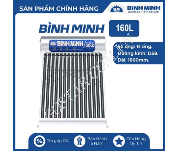 Máy nước nóng năng lượng mặt trời Bình Minh 160L