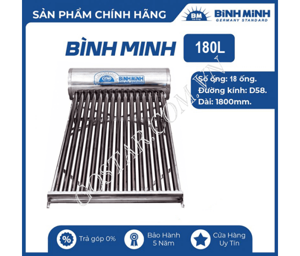 Máy nước nóng năng lượng PPR Bình Minh 180l