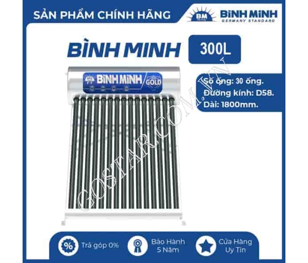 Máy nước nóng năng lượng mặt trời Bình Minh 300L