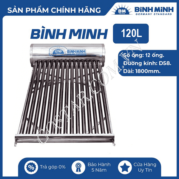 Máy nước nóng năng lượng PPR Bình Minh 120L