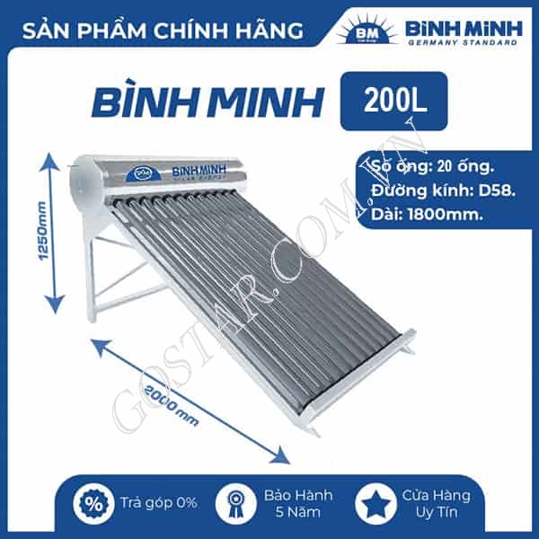 Máy Nước Nóng Năng Lượng Bình Minh PPR 200L